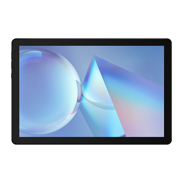 11-inch Android tablet with dark bezel, abstract blue gradient screen front view